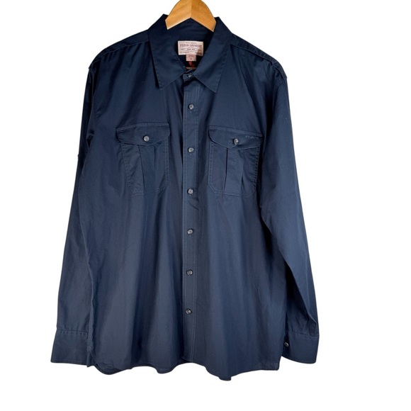 Filson Other - Filson Garment Men's Navy Button-Up Cotton Work Shirt Pockets Size XL
